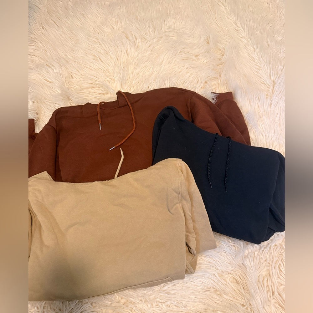 Lot of 3 solid hooded sweatshirts size XS/S
